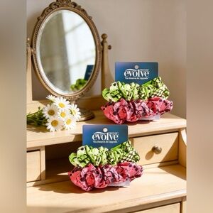 Green and Pink Leopard Hair Scrunchies